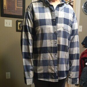 Eddie Bauer Flannel Shirt Men's Blue Plaid Classic Fit Button Long Sleev…